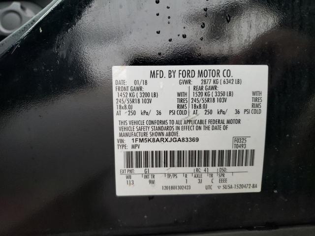 1FM5K8ARXJGA83369 - 2018 FORD EXPLORER POLICE INTERCEPTOR Սև լուսանկար 13