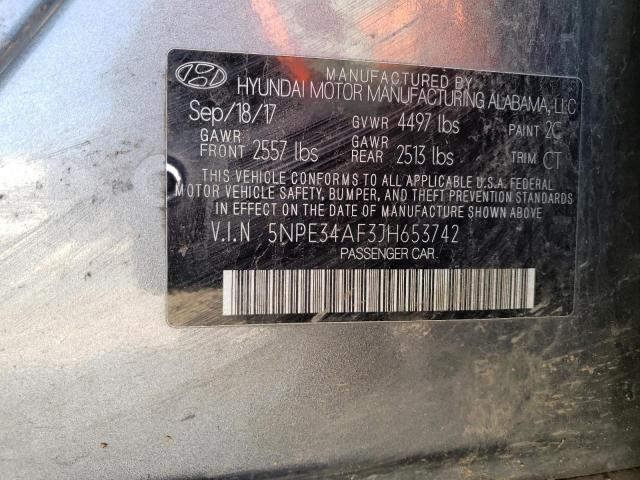 5NPE34AF3JH653742 - 2018 HYUNDAI SONATA SPORT GRAY photo 12