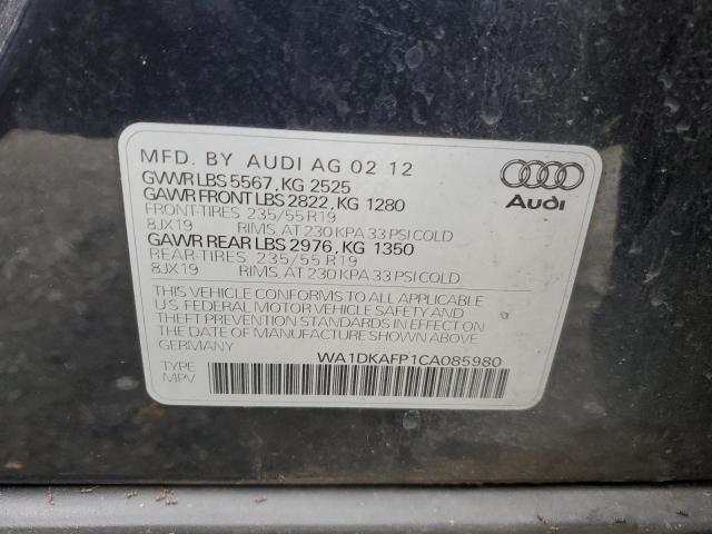 WA1DKAFP1CA085980 - 2012 AUDI Q5 PREMIUM PLUS BLUE photo 13