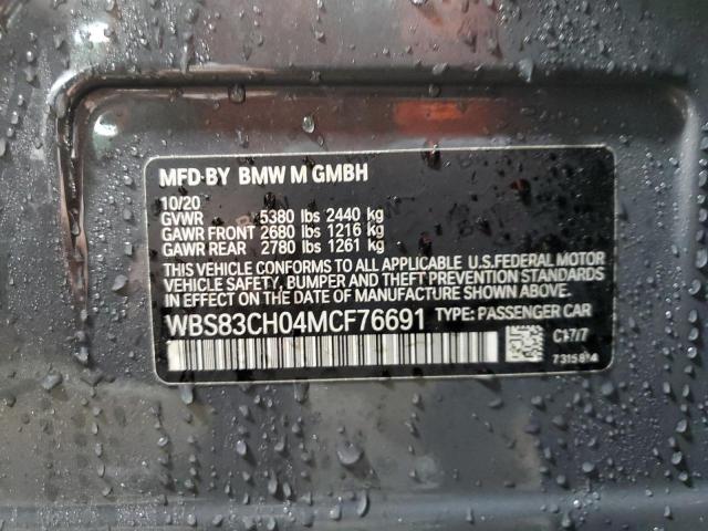 WBS83CH04MCF76691 - 2021 BMW M5 GRAY photo 12