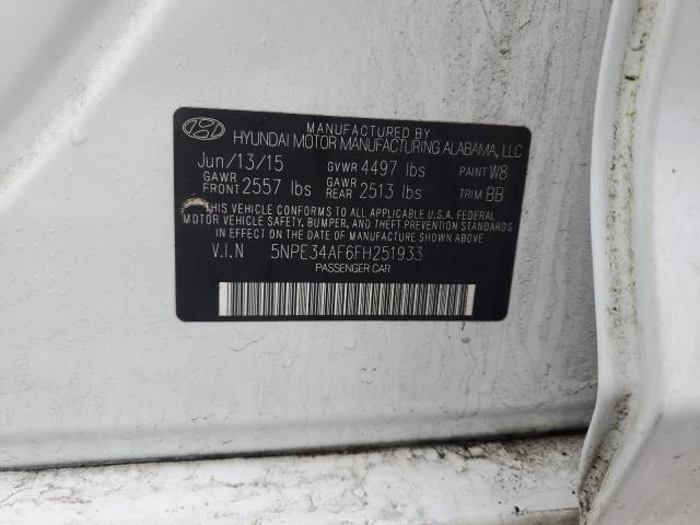 5NPE34AF6FH251933 - 2015 HYUNDAI SONATA SPORT WHITE photo 12