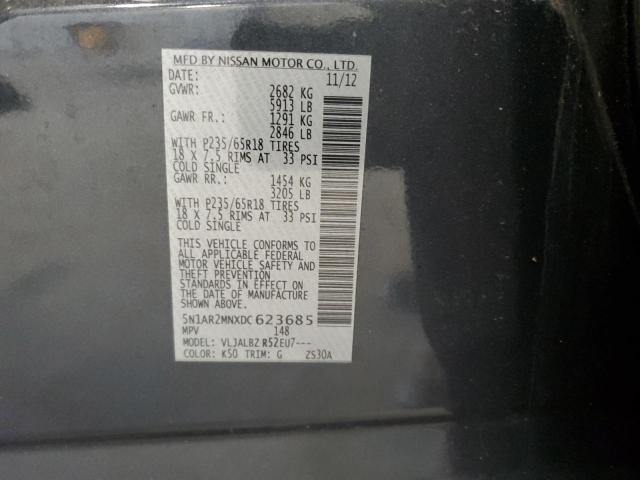 5N1AR2MNXDC623685 - 2013 NISSAN PATHFINDER S GRAY photo 13