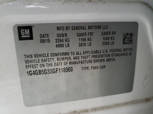 1G4GB5G33GF118360 - 2016 BUICK LACROSSE WHITE photo 12