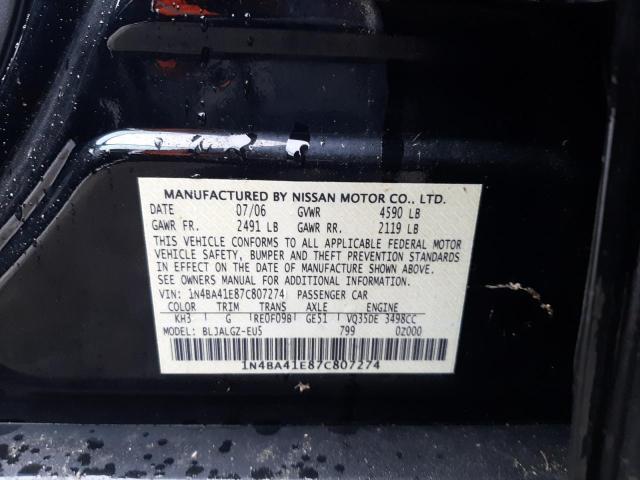 1N4BA41E87C807274 - 2007 NISSAN MAXIMA SE BLUE photo 12