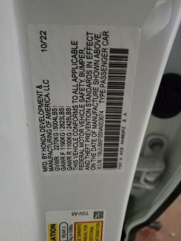 19UUB6F55NA003674 - 2022 ACURA TLX TECH A WHITE photo 12