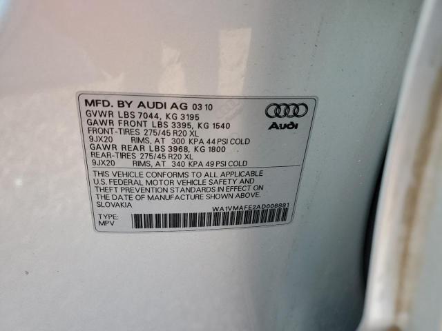 WA1VMAFE2AD006891 - 2010 AUDI Q7 PRESTIGE ვერცხლისფერი ფოტო 13