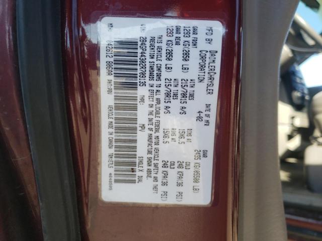 2B4GP44302R709135 - 2002 DODGE GRAND CARA SPORT MAROON photo 13