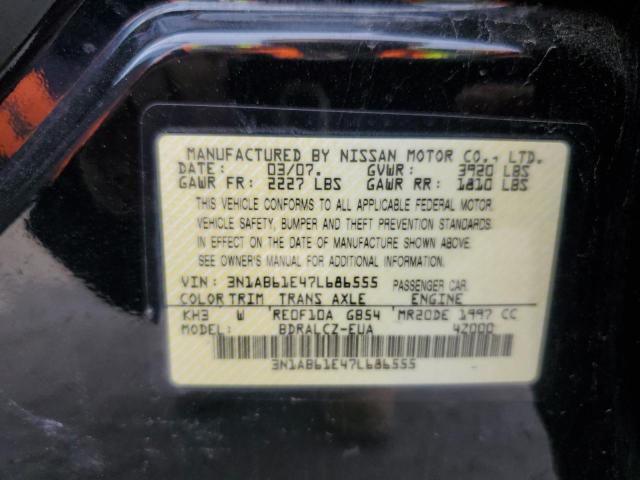 3N1AB61E47L686555 - 2007 NISSAN SENTRA 2.0 BLACK photo 13