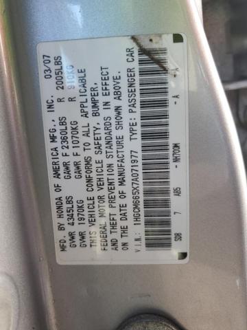 1HGCM665X7A071977 - 2007 HONDA ACCORD EX SILVER photo 12