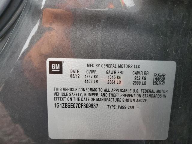 1G1ZB5E07CF309837 - 2012 CHEVROLET MALIBU LS CHARCOAL photo 12