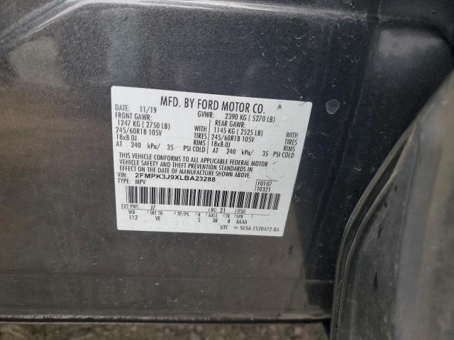 2FMPK3J9XLBA23288 - 2020 FORD EDGE SEL GRAY photo 14