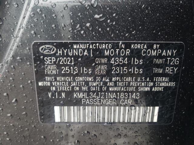 KMHL34J21NA183143 - 2022 HYUNDAI SONATA LIMITED GRAY photo 13