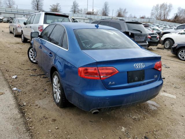 WAULK78K59N008257 - 2009 AUDI A4 3.2 QUATTRO BLUE photo 2