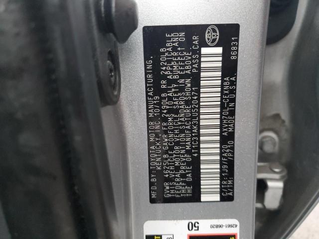 4T1C31AK3LU520471 - 2020 TOYOTA CAMRY LE SILVER photo 12