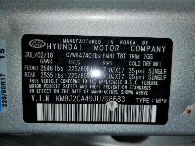 KM8J2CA49JU798683 - 2018 HYUNDAI TUCSON SE SILVER photo 13