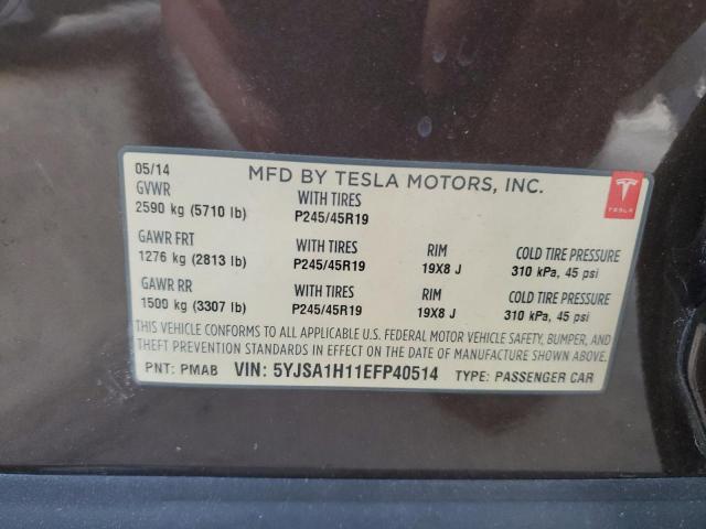 5YJSA1H11EFP40514 - 2014 TESLA MODEL S BROWN photo 12