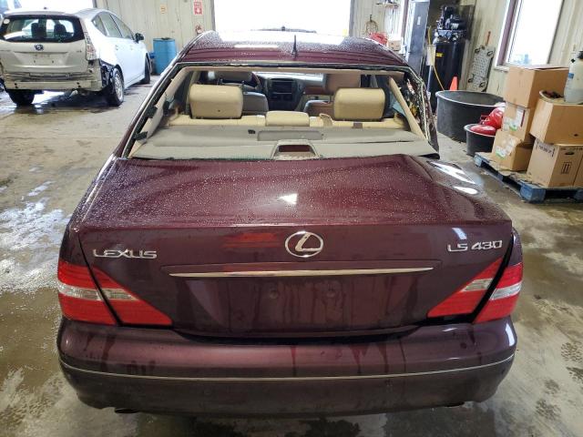 JTHBN36F965040871 - 2006 LEXUS LS 430 MAROON photo 6