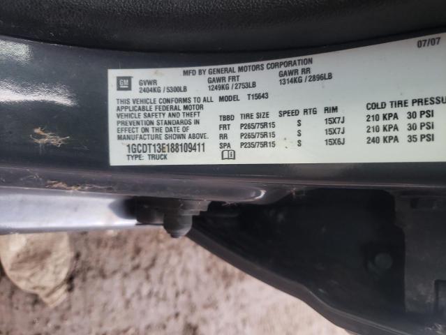 1GCDT13E188109411 - 2008 CHEVROLET COLORADO GRAY photo 12