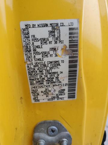 1N6ED26TX2C304510 - 2002 NISSAN FRONTIER KING CAB XE YELLOW photo 12