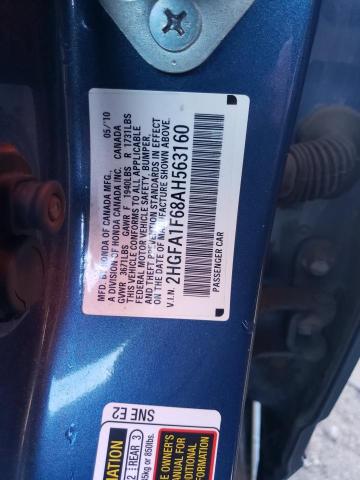 2HGFA1F68AH563160 - 2010 HONDA CIVIC LX-S Կապույտ լուսանկար 12