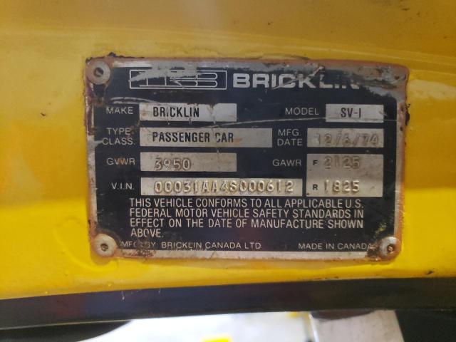 00031AA4S000612 - 1975 BRICKLIN SV-1 YELLOW photo 13