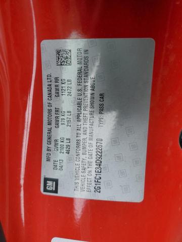 2G1FC1E34D9222670 - 2013 CHEVROLET CAMARO LT RED photo 12