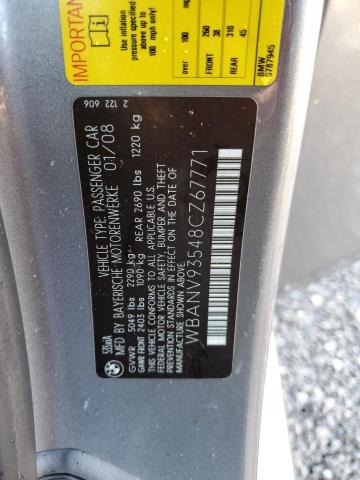 WBANV93548CZ67771 - 2008 BMW 535 XI GRAY photo 12