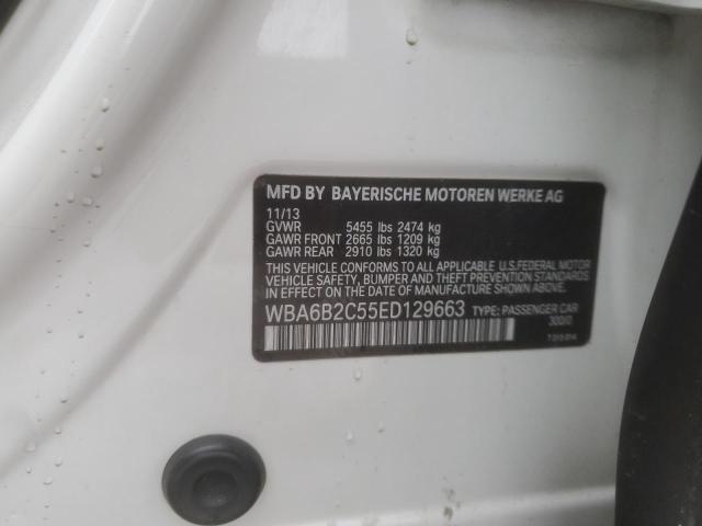 WBA6B2C55ED129663 - 2014 BMW 650 I GRAN COUPE WHITE photo 12
