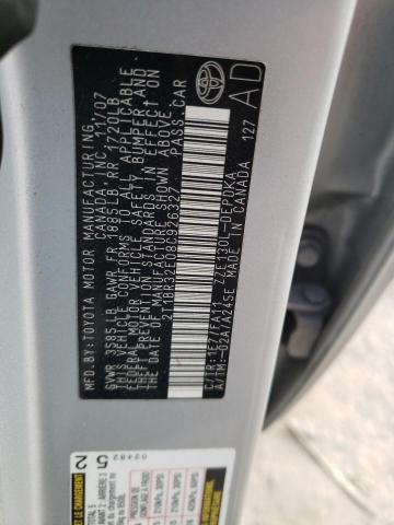 2T1BR32E08C926327 - 2008 TOYOTA COROLLA CE SILVER photo 12