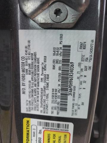 3FA6P0H96ER340369 - 2014 FORD FUSION SE GRAY photo 12