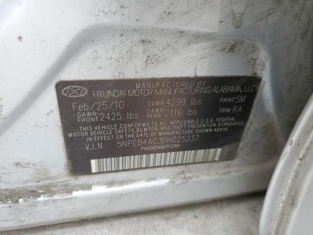 5NPEB4AC3BH025237 - 2011 HYUNDAI SONATA GLS SILVER photo 12