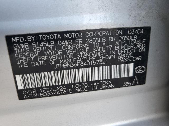 JTHBN36F840157321 - 2004 LEXUS LS 430 SILVER photo 13