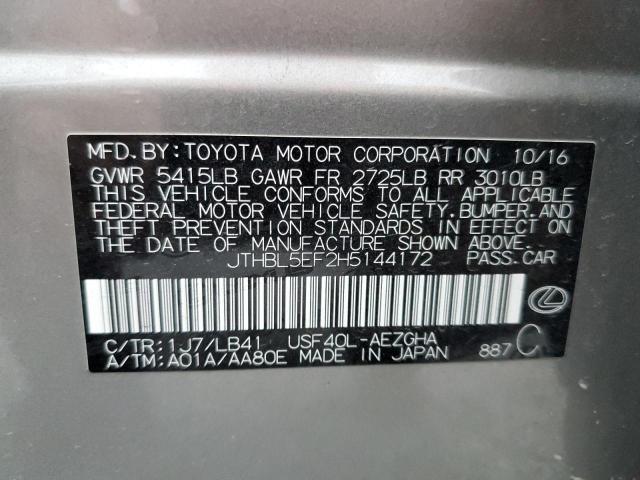 JTHBL5EF2H5144172 - 2017 LEXUS LS 460 SILVER photo 12