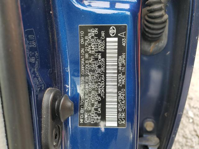 JTDKN3DU6A1282228 - 2010 TOYOTA PRIUS BLUE photo 12