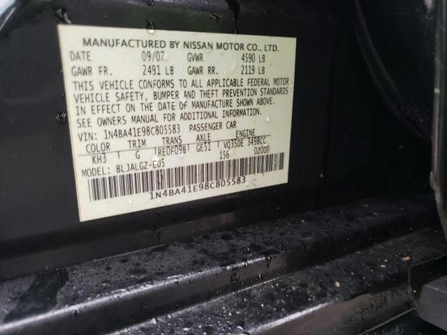 1N4BA41E98C805583 - 2008 NISSAN MAXIMA SE BLACK photo 12