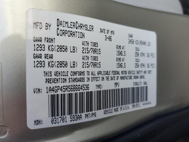 1A4GP45R56B664536 - 2006 CHRYSLER TOWN & COU ბეჟი ფოტო 13