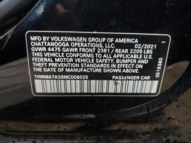 1VWMA7A39MC006025 - 2021 VOLKSWAGEN PASSAT R-LINE Qara foto 12