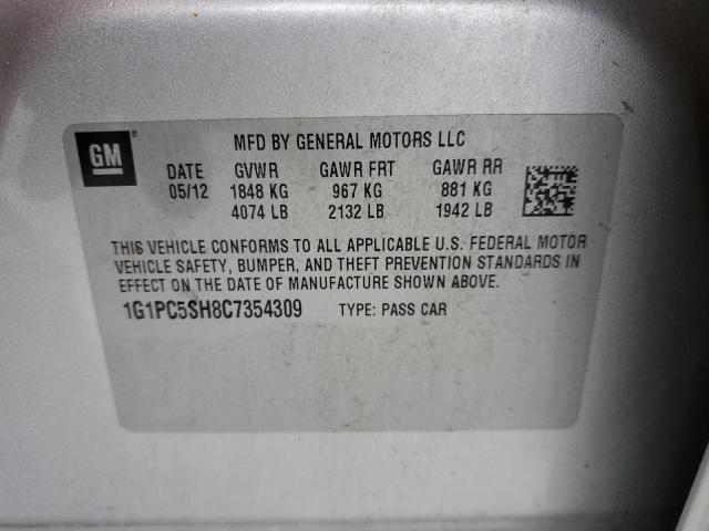 1G1PC5SH8C7354309 - 2012 CHEVROLET CRUZE LS SILVER photo 12