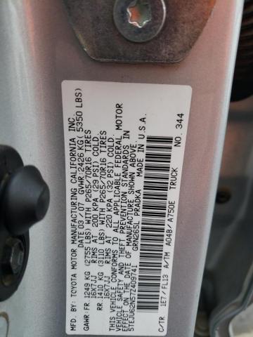 5TEJU62N57Z409741 - 2007 TOYOTA TACOMA DOUBLE CAB PRERUNNER SILVER photo 12