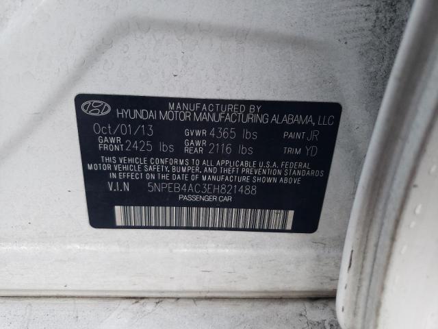 5NPEB4AC3EH821488 - 2014 HYUNDAI SONATA GLS WHITE photo 12