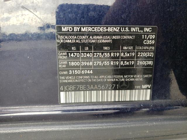 4JGBF7BE3AA567271 - 2010 MERCEDES-BENZ GL 450 4MATIC BLUE photo 13