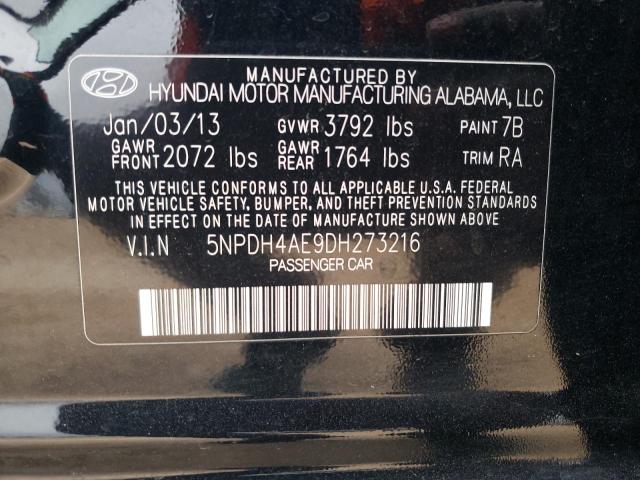 5NPDH4AE9DH273216 - 2013 HYUNDAI ELANTRA GLS BLACK photo 12