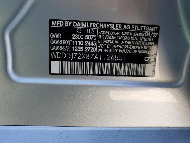 WDDDJ72X87A112685 - 2007 MERCEDES-BENZ CLS 550 SILVER photo 12