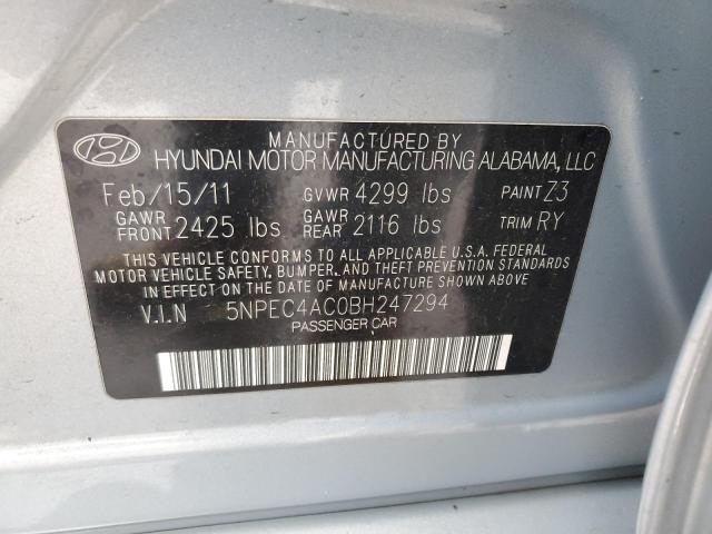 5NPEC4AC0BH247294 - 2011 HYUNDAI SONATA SE BLUE photo 12