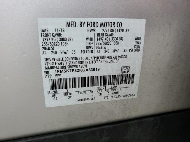 1FM5K7F82KGA63919 - 2019 FORD UK LIMITED SILVER photo 13