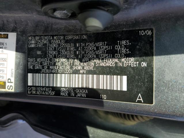 JTEBU14R170113201 - 2007 TOYOTA 4RUNNER SR5 GRAY photo 12