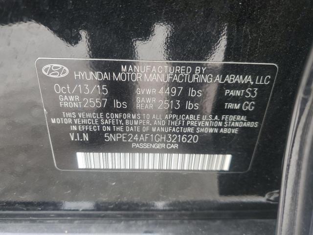 5NPE24AF1GH321620 - 2016 HYUNDAI SONATA SE BLACK photo 12