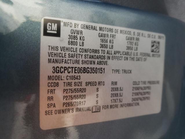 3GCPCTE06BG350151 - 2011 CHEVROLET SILVERADO C1500 LTZ GRAY photo 12