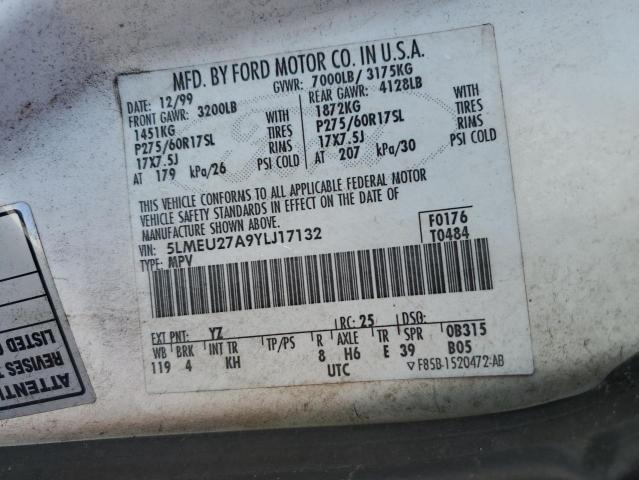 5LMEU27A9YLJ17132 - 2000 LINCOLN NAVIGATOR თეთრი ფოტო 13