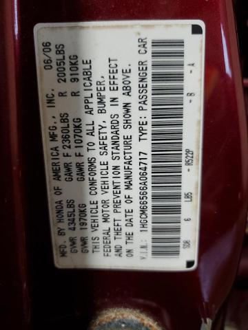 1HGCM66566A064717 - 2006 HONDA ACCORD EX BURGUNDY photo 12